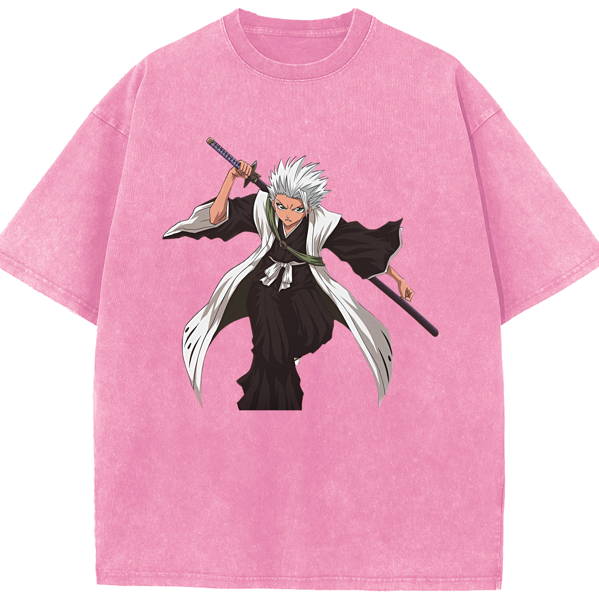 （画像用） ブリーチ 日番谷冬獅郎（ひつがや とうしろう） BLEACH Hitsugaya Toushirou 綿100% ヴィンテージ風 半袖Tシャツ（フロントプリント）